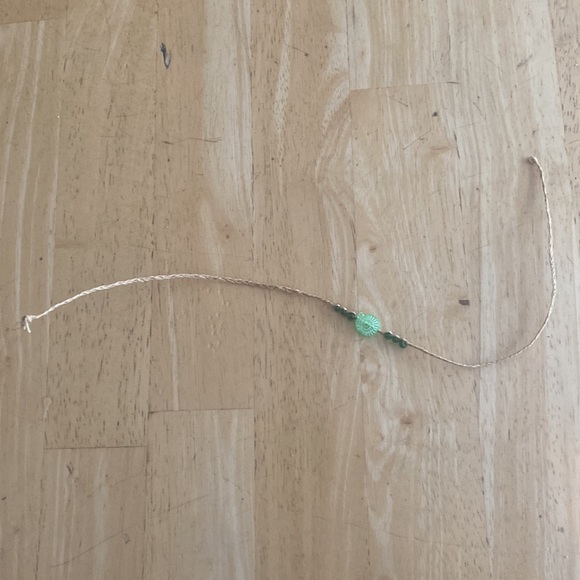 Green beads on hemp braided cord adjustable bracelet / anklet Knot to close NWOT - Picture 4 of 5